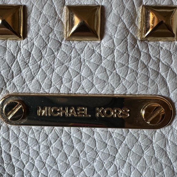 Michael Kors White Pebbled Leather with Gold Accents Satchel - Picture 2 of 16